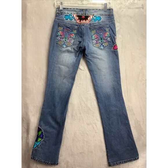 Vintage Basil & Maude Embroidered And Rivited Blue Jeans Size 2 lowrise stretch - Picture 2 of 11